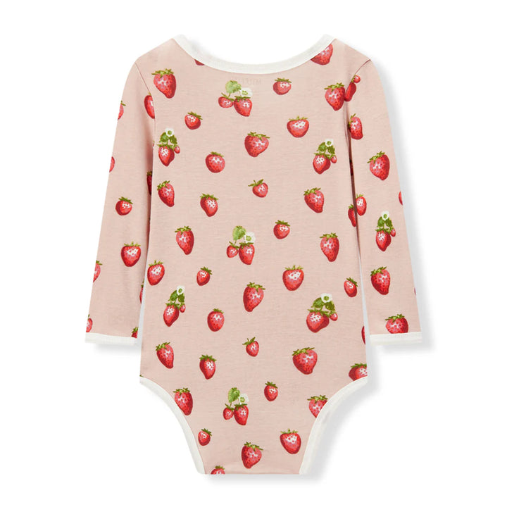 Milkbarn Strawberry Long Sleeve Onesie