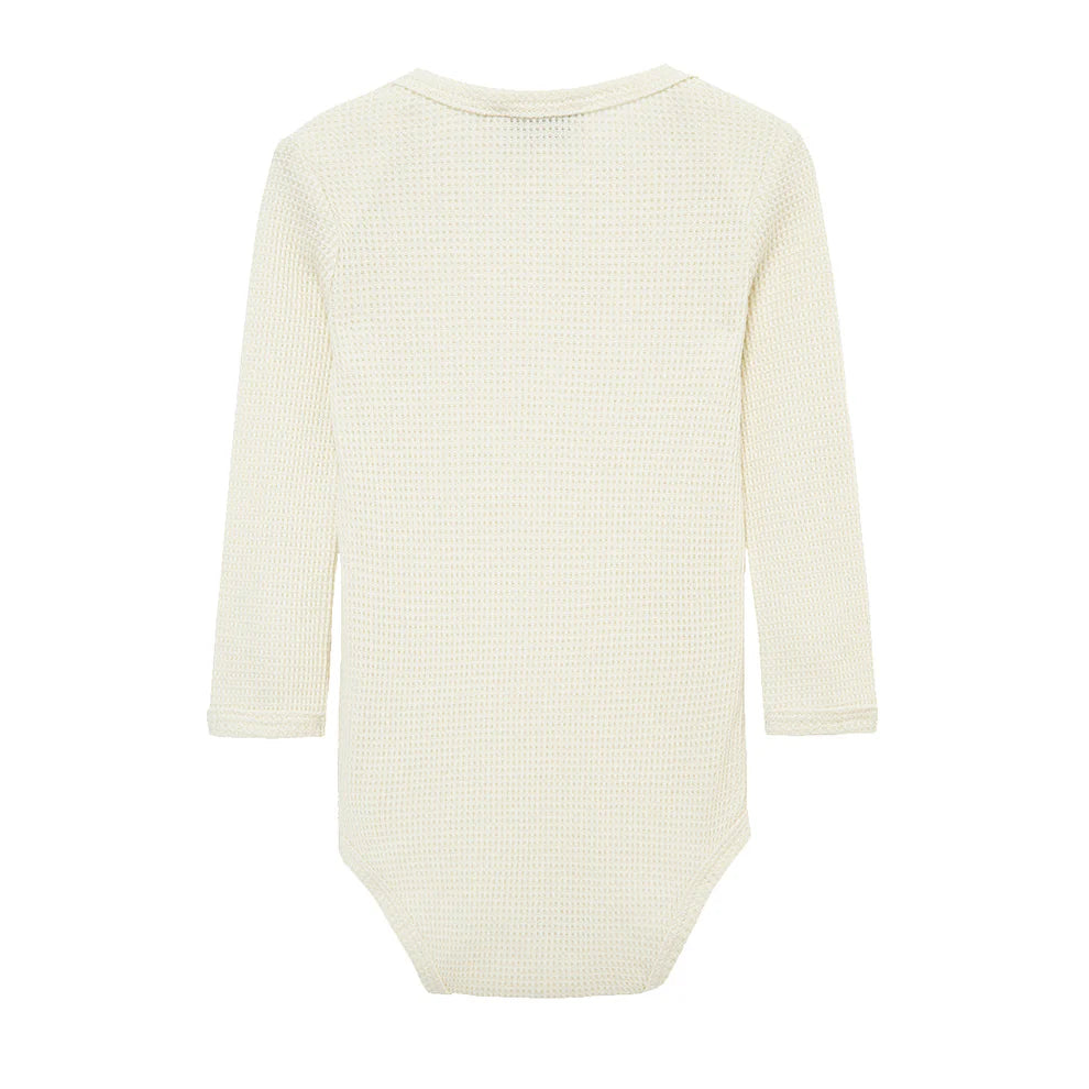 Milkbarn Vanilla Waffle Zip Footed Onesie