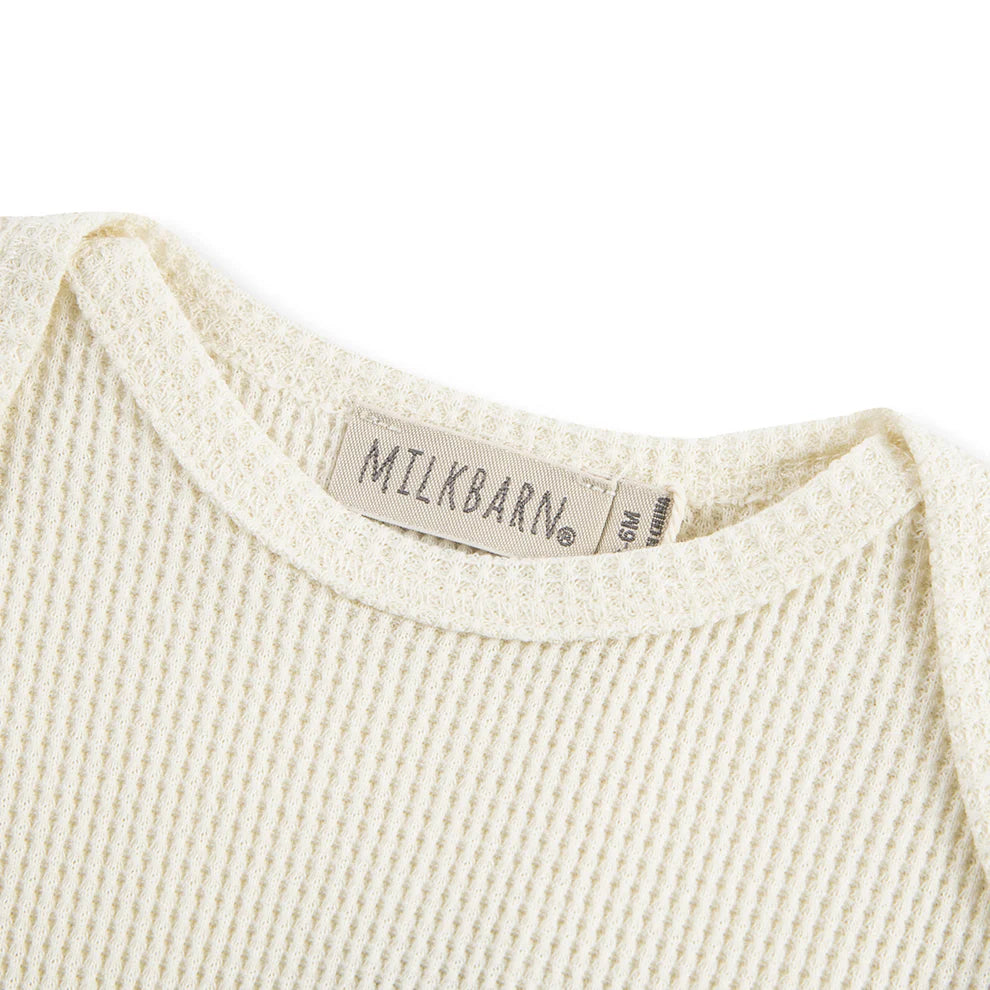 Milkbarn Vanilla Waffle Zip Footed Onesie