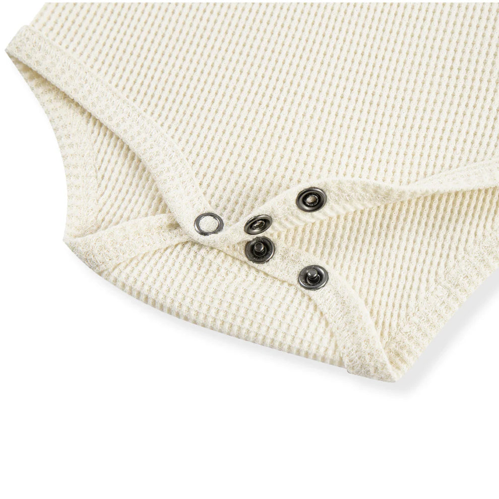 Milkbarn Vanilla Waffle Zip Footed Onesie