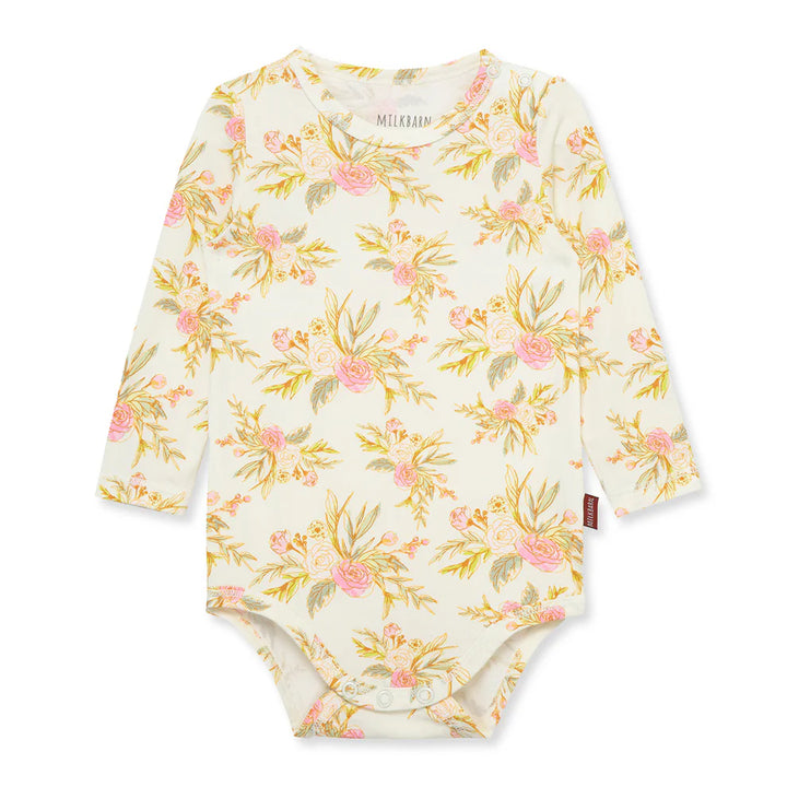 Vintage Floral Bamboo Long Sleeve Onesie