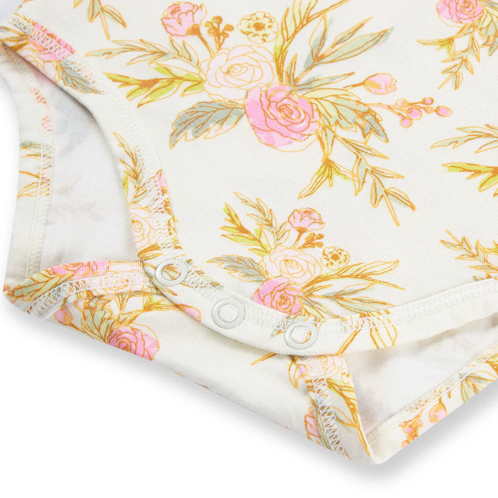 Vintage Floral Bamboo Long Sleeve Onesie