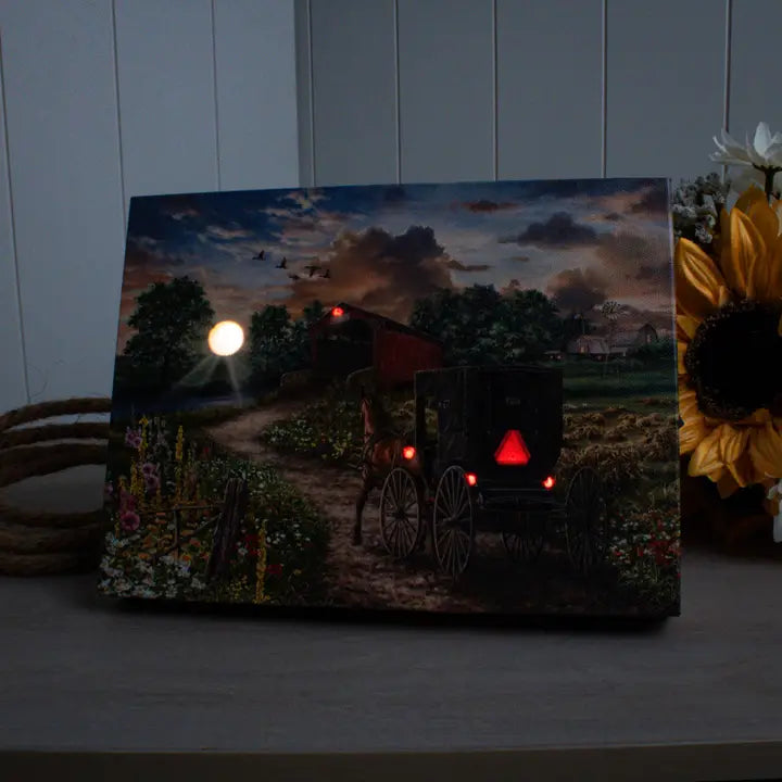 Evening on the Farm Lighted Canvas