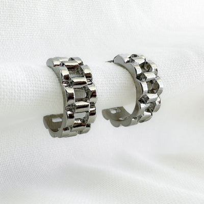 Chain Hoop Stud Earrings