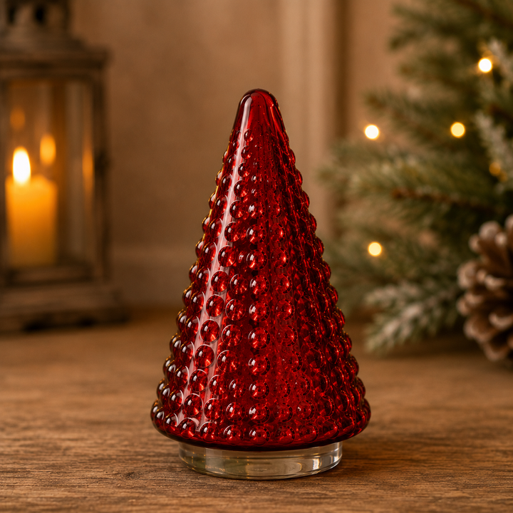 Red Mercury Glass Dot Trees