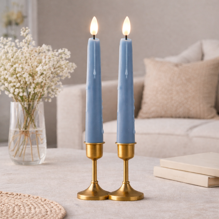 Light Blue Drip Taper Candles
