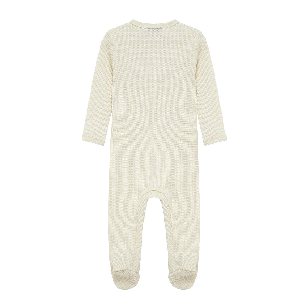 Milkbarn Vanilla Waffle Zip Footed Romper