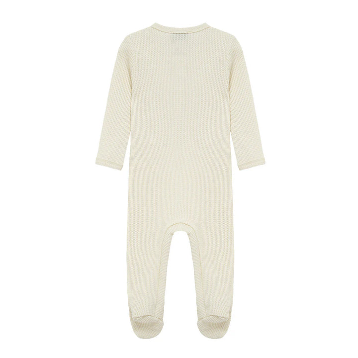 Milkbarn Vanilla Waffle Zip Footed Romper