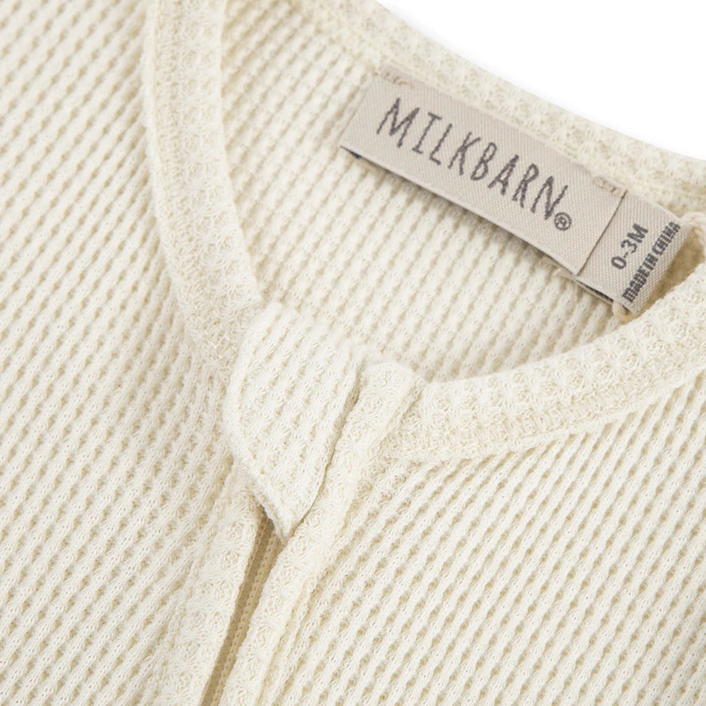 Milkbarn Vanilla Waffle Zip Footed Romper