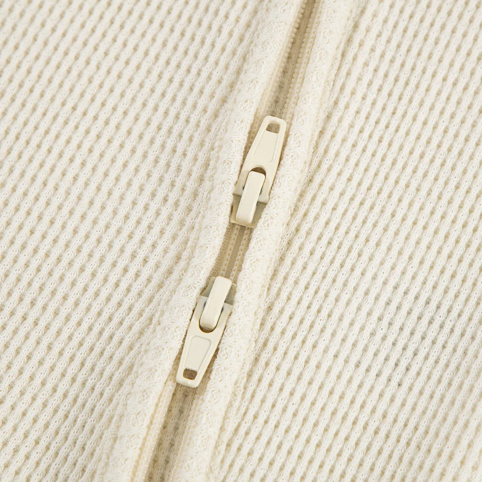 Milkbarn Vanilla Waffle Zip Footed Romper