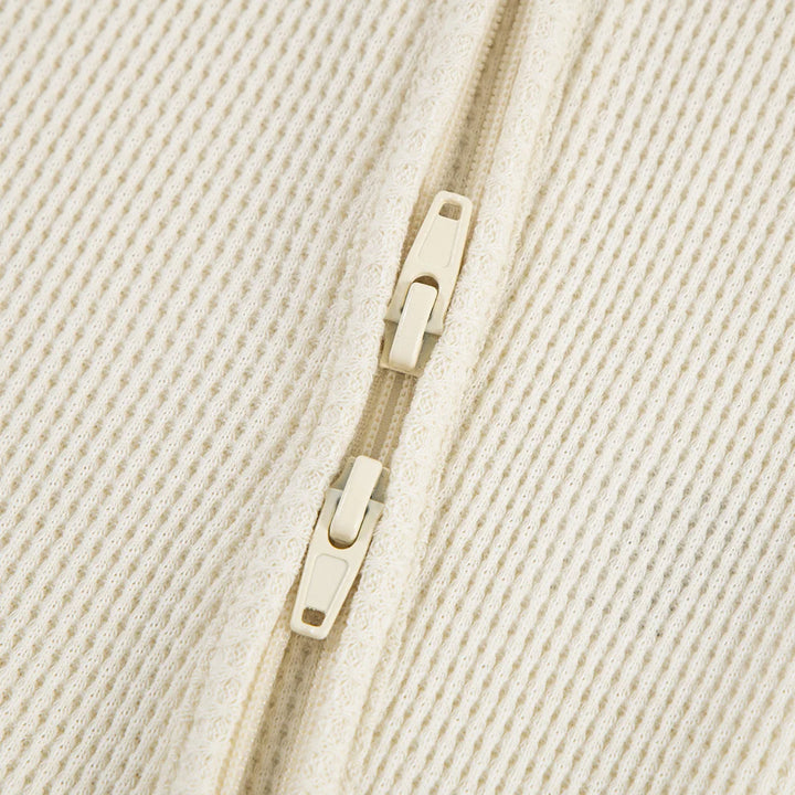 Milkbarn Vanilla Waffle Zip Footed Romper