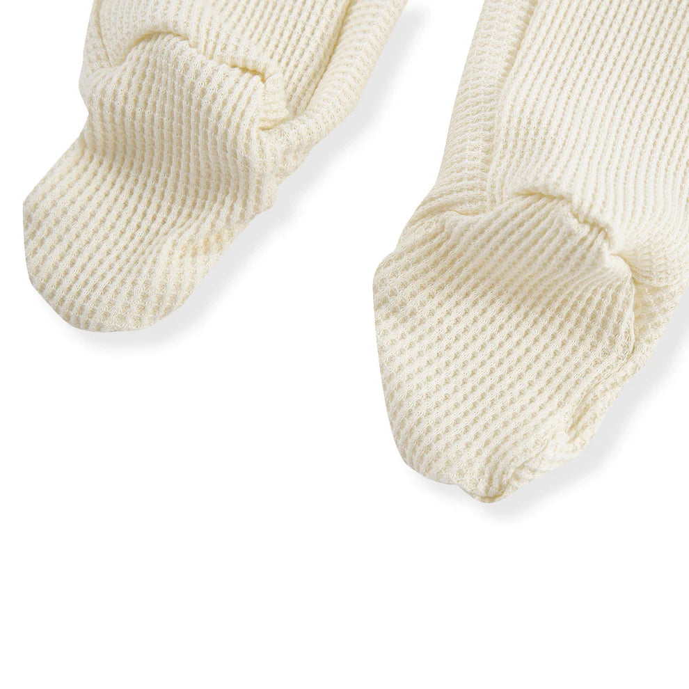 Milkbarn Vanilla Waffle Zip Footed Romper