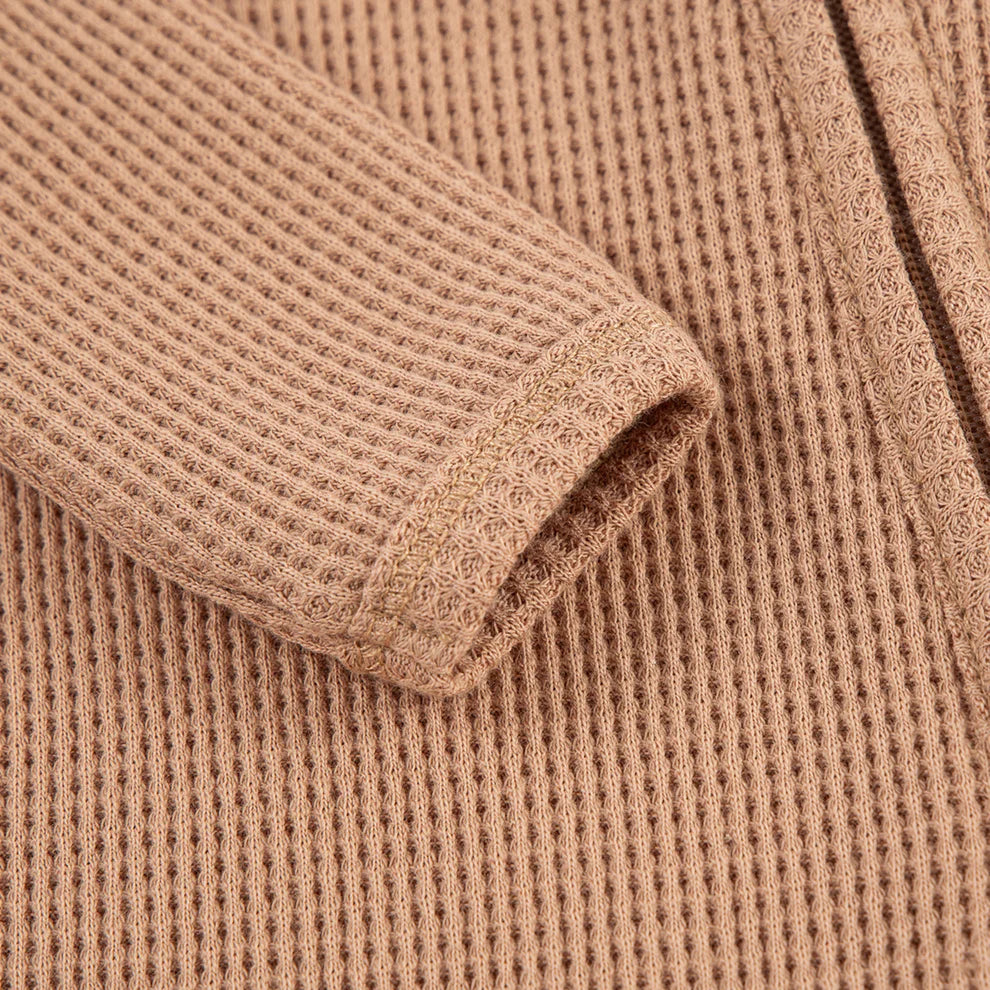 Milkbarn Tawny Rose Waffle Zip Footed Romper