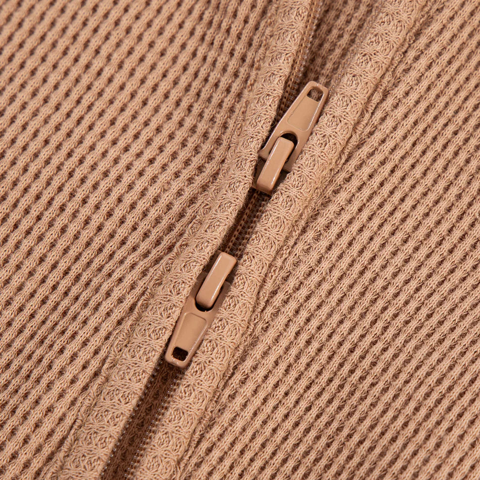 Milkbarn Tawny Rose Waffle Zip Footed Romper