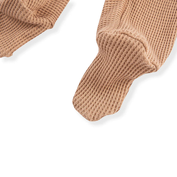 Milkbarn Tawny Rose Waffle Zip Footed Romper