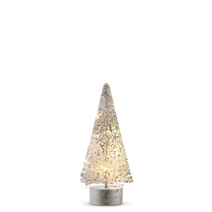 Lighted White Bottle Brush Tree