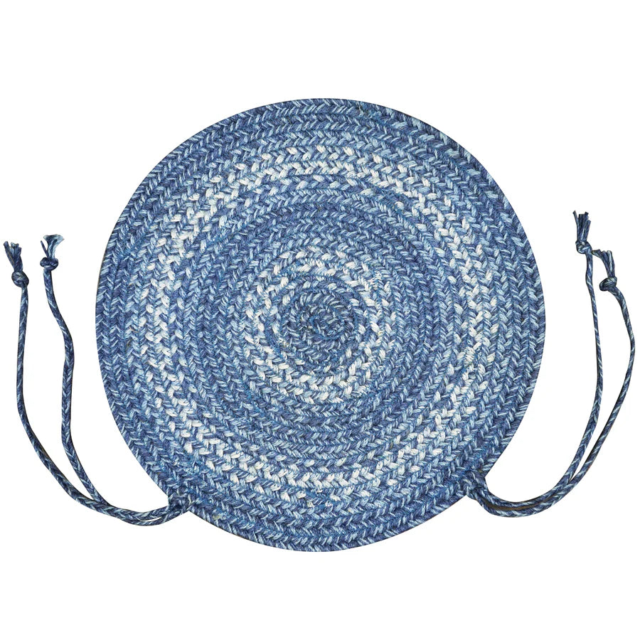 Denim Blue Braided Jute Chair Pad