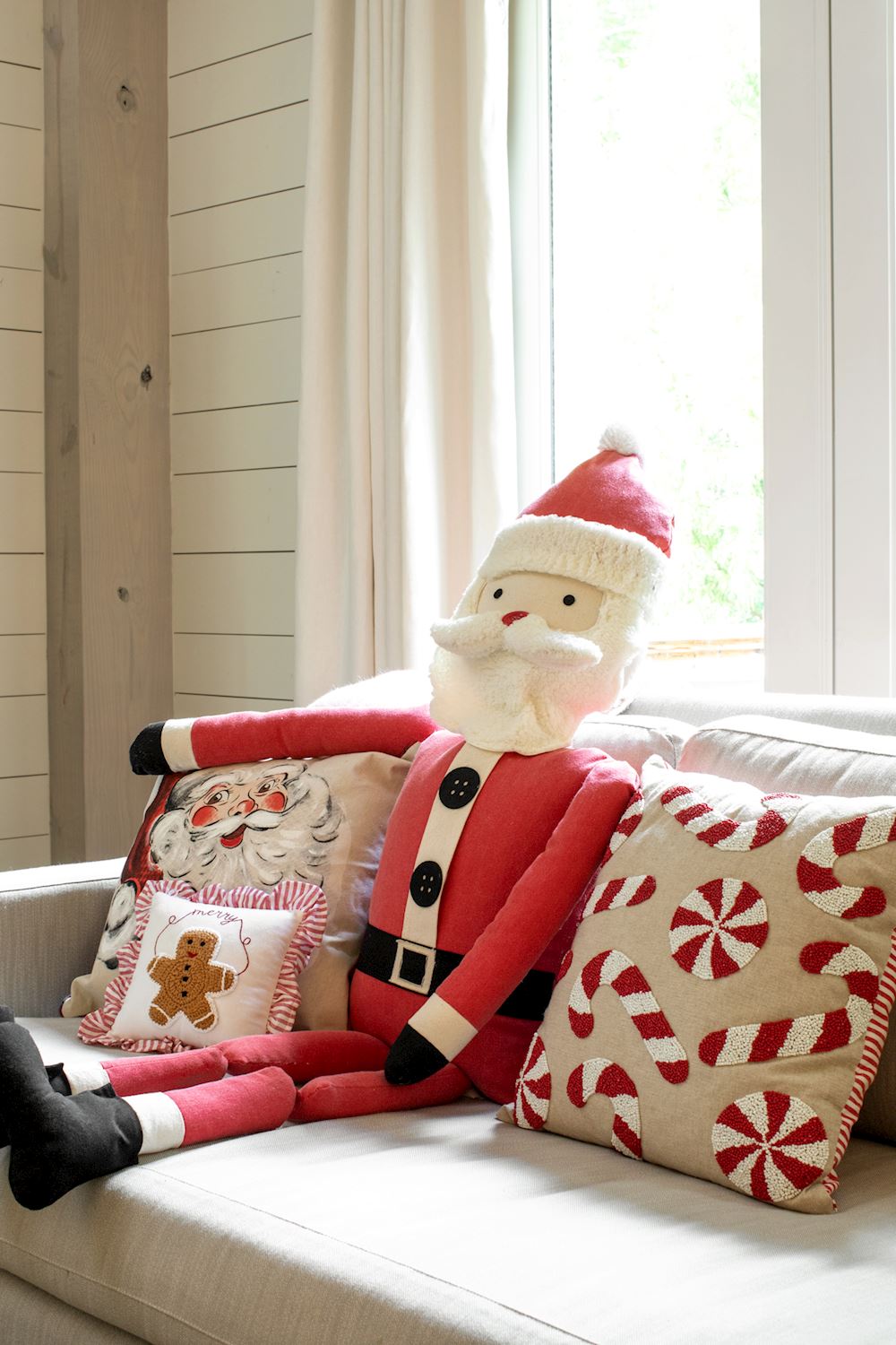 Oversized Talking Stuffed Santa Sitter
