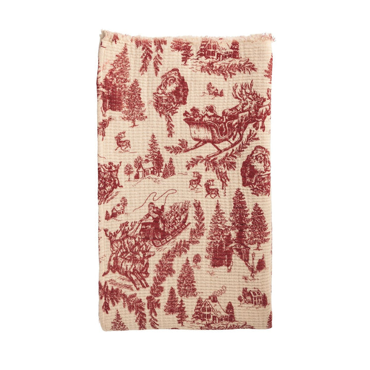 A Vintage Christmas Toile Muslin Blanket