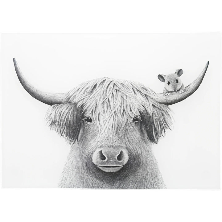 Highland Cow Glass Cutting Board