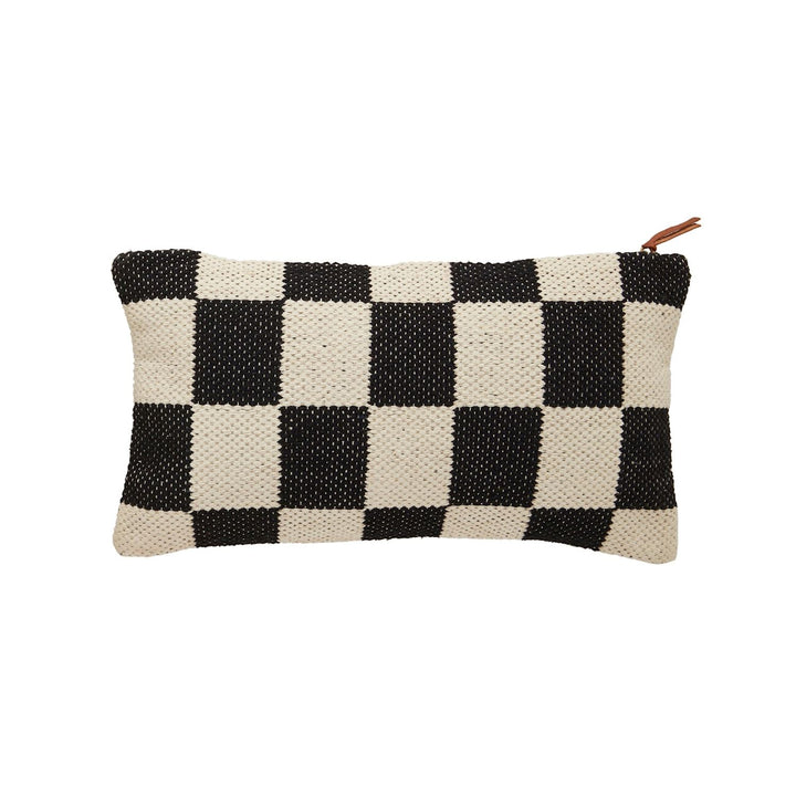Black & White Checkered Dhurrie Pillow