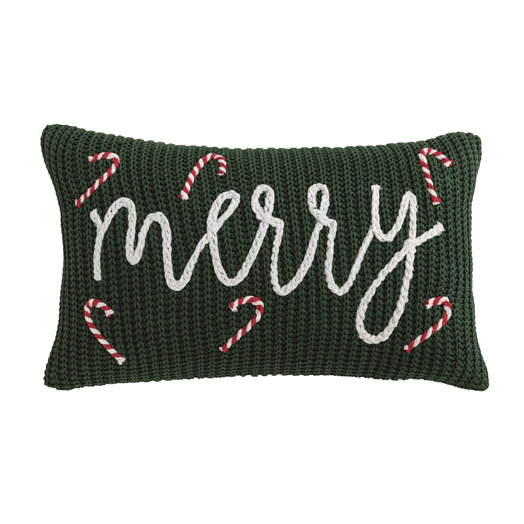 Chunky Knit Embroidered Holiday Pillow
