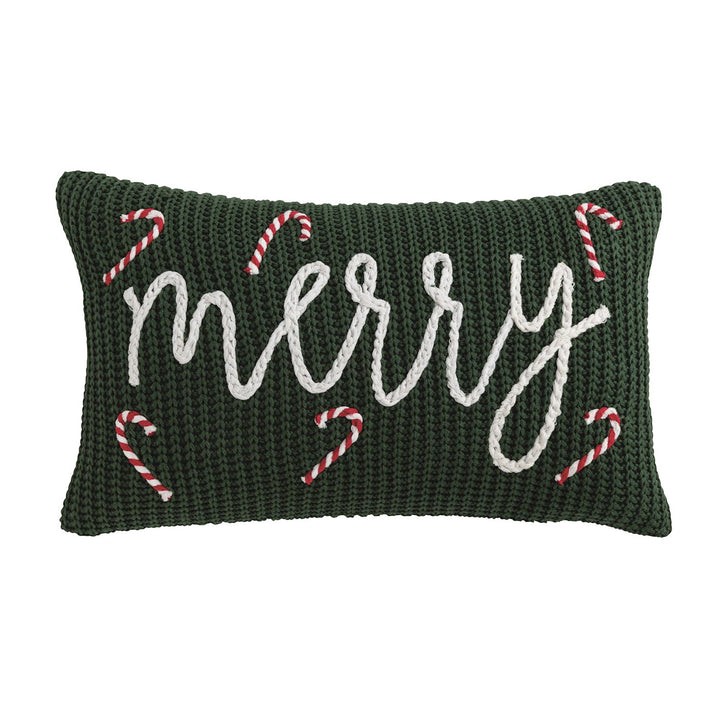 Chunky Knit Embroidered Holiday Pillow