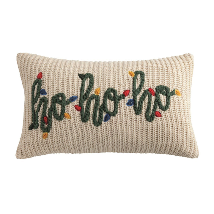 Chunky Knit Embroidered Holiday Pillow