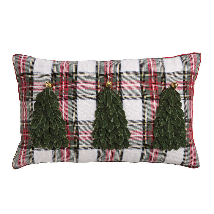 Holiday Plaid Velvet Detailed Pillow