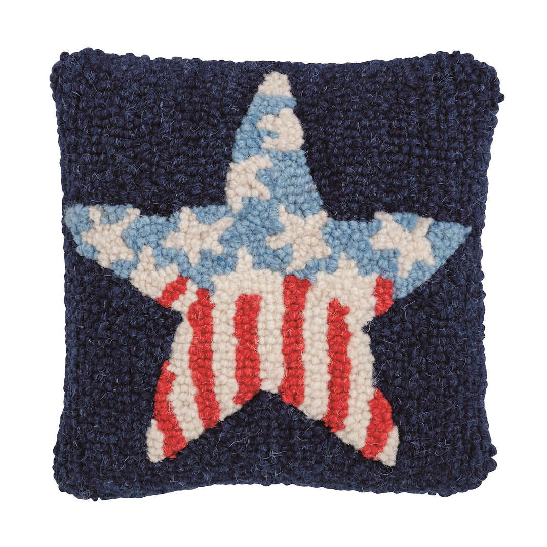 Patriotic Hooked Wool Throw Pillows