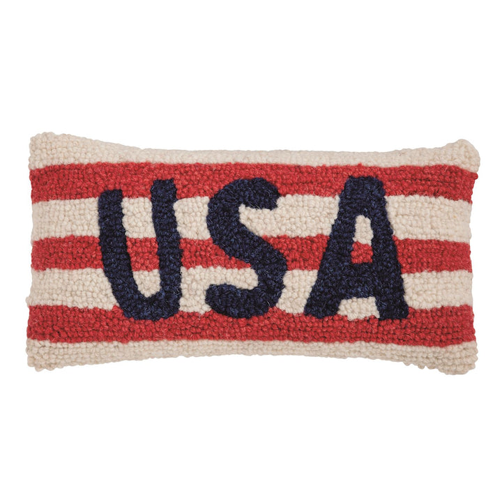 Patriotic Hooked Wool Throw Pillows