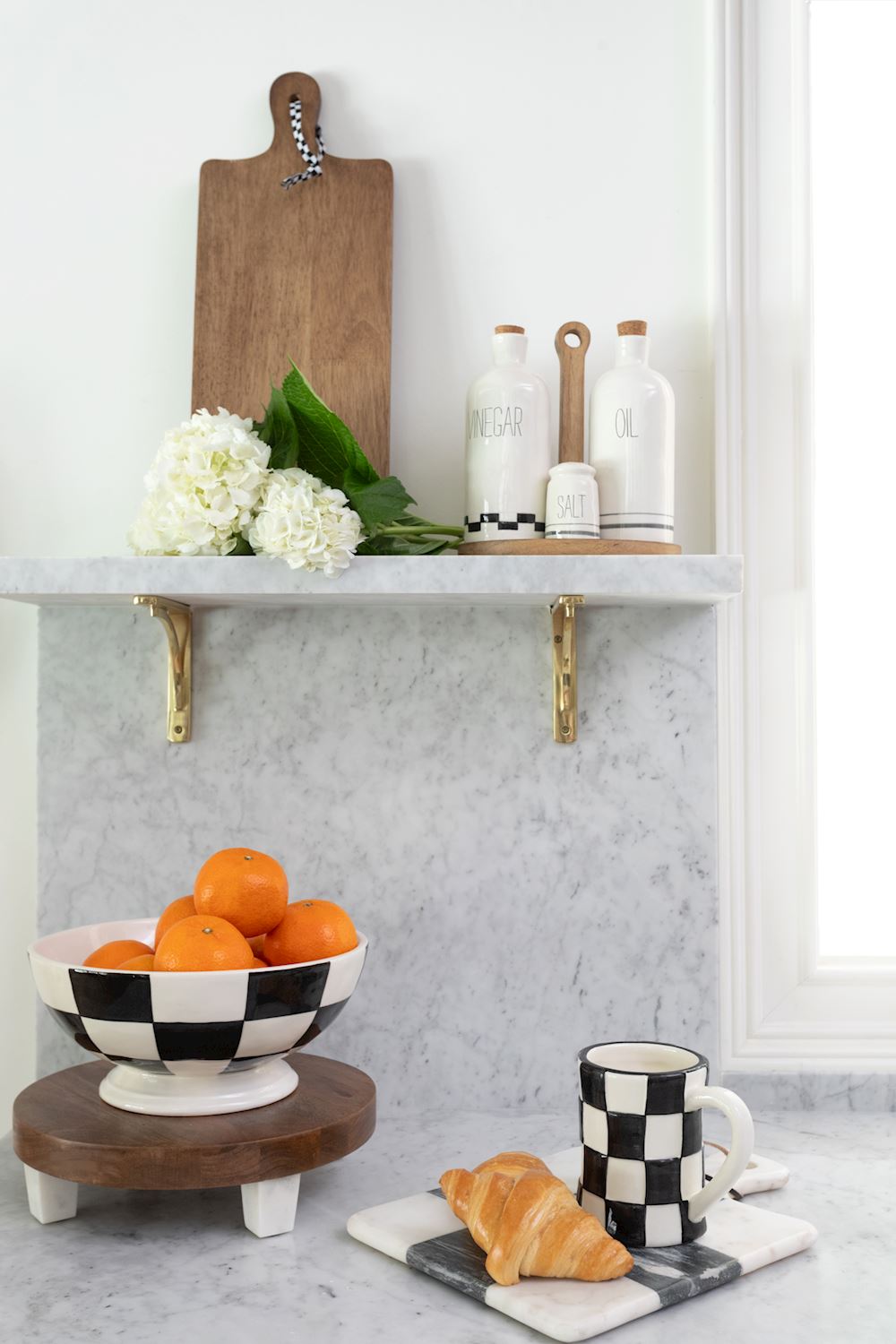 Mango Wood Marble Footed Riser