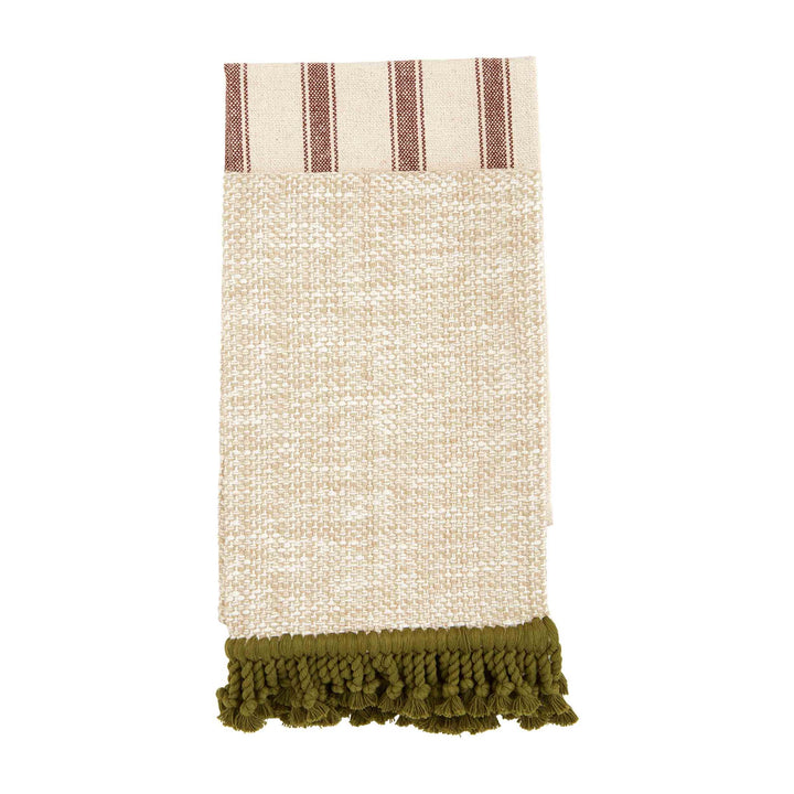 Green Fringe & Stripe Towel Set