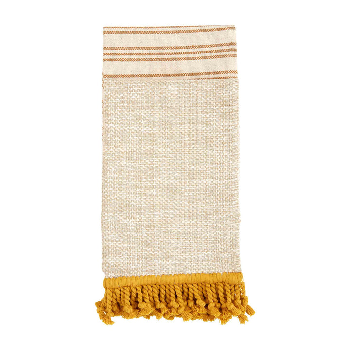 Mustard Fringe & Stripe Towel Set