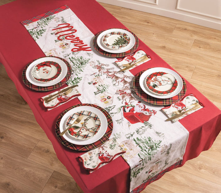 Merry Christmas To All Tartan Rimmed Salad Plate