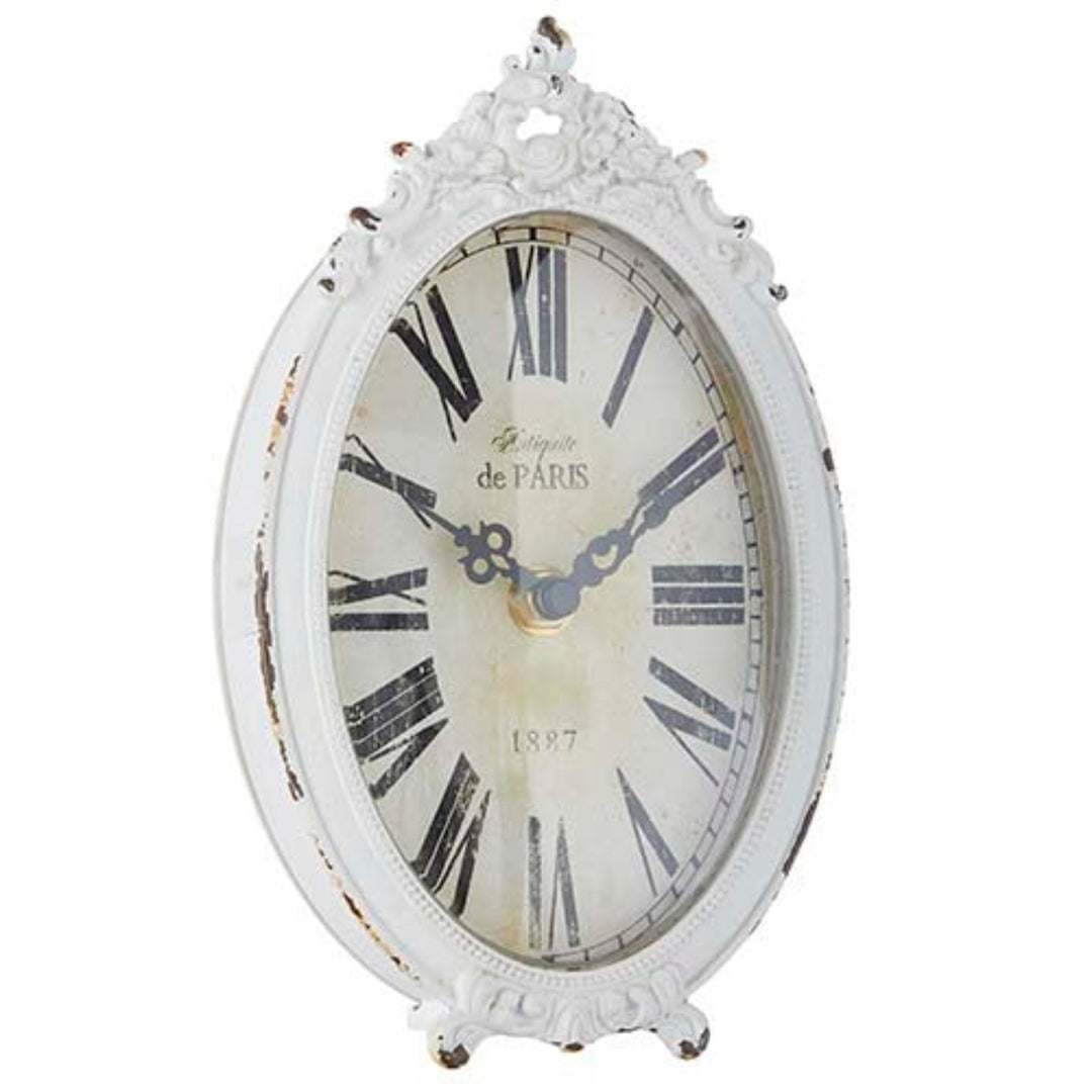 White Vintage Oval Clock