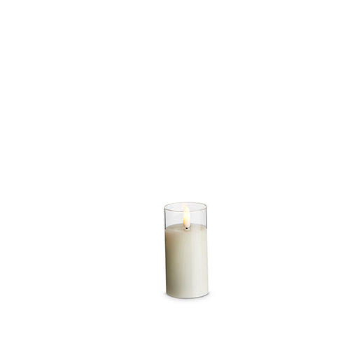 Clear Glass Ivory Battery Candle