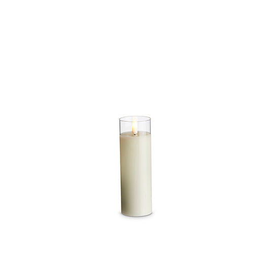 Clear Glass Ivory Battery Candle