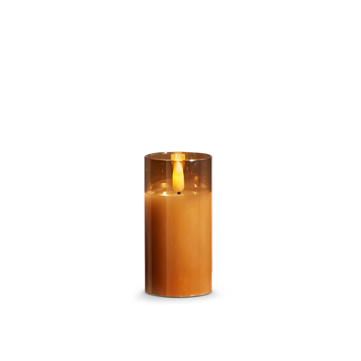 Gold Glass Skinny Flameless Pillar Candle