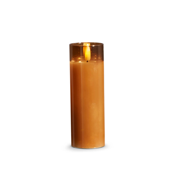 Gold Glass Skinny Flameless Pillar Candle