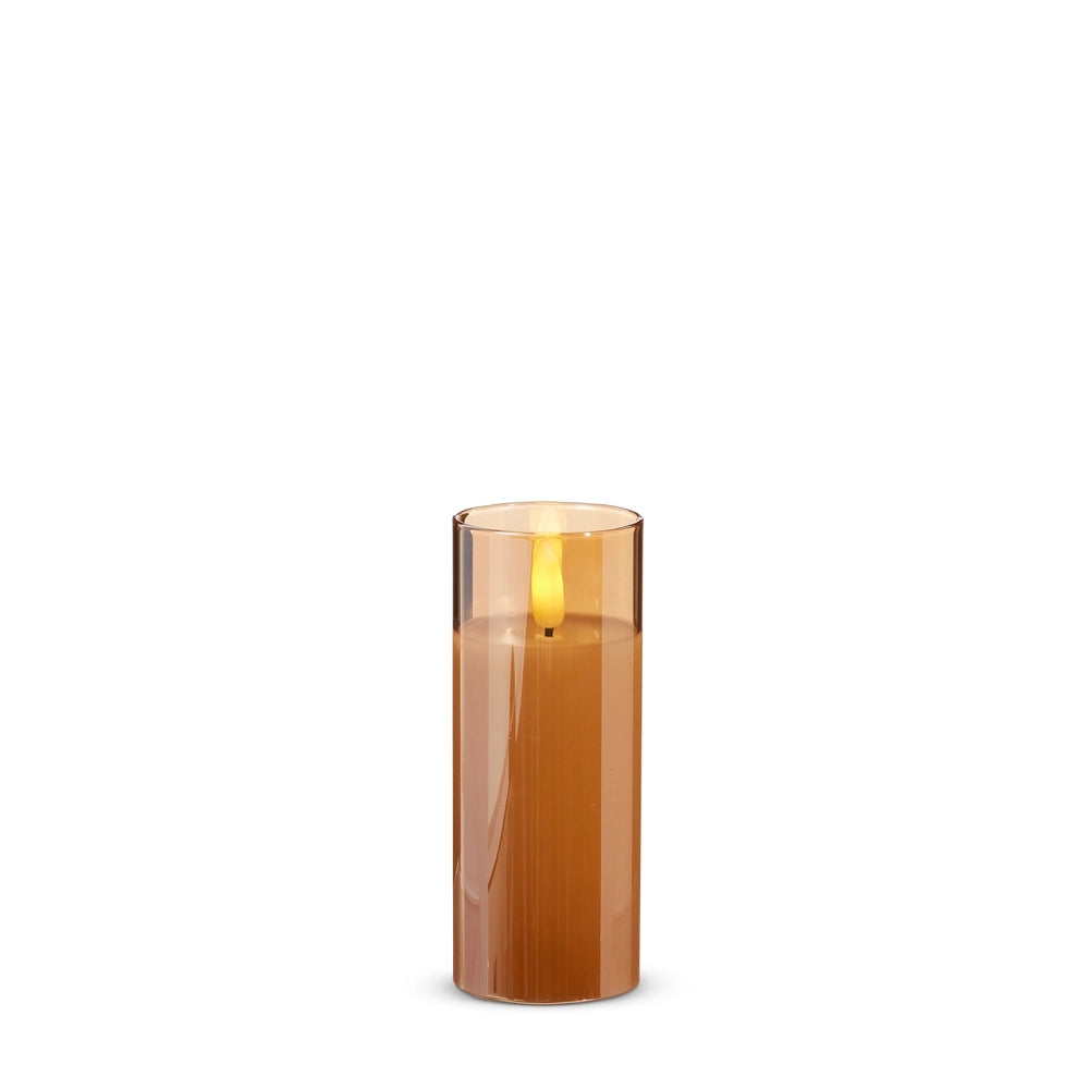 Gold Glass Skinny Flameless Pillar Candle