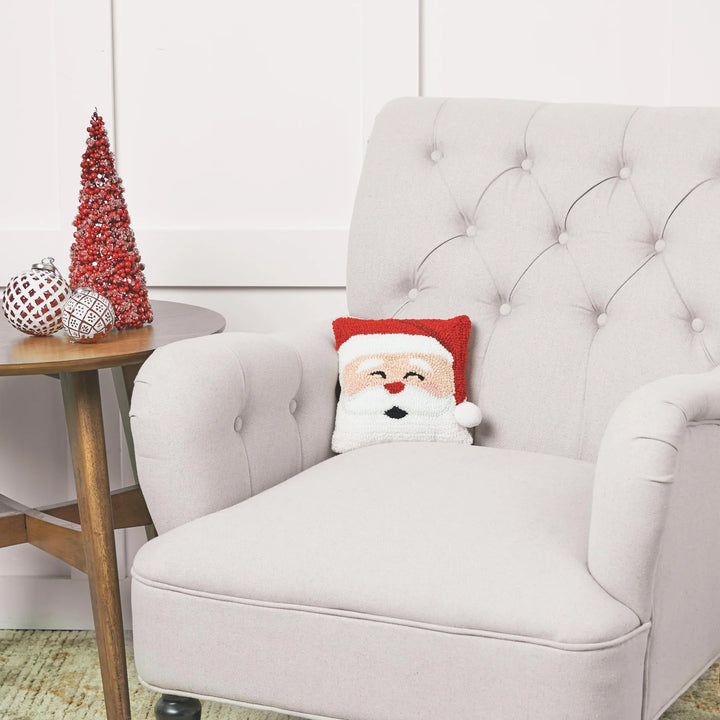 Happy Santa Hooked Pillow