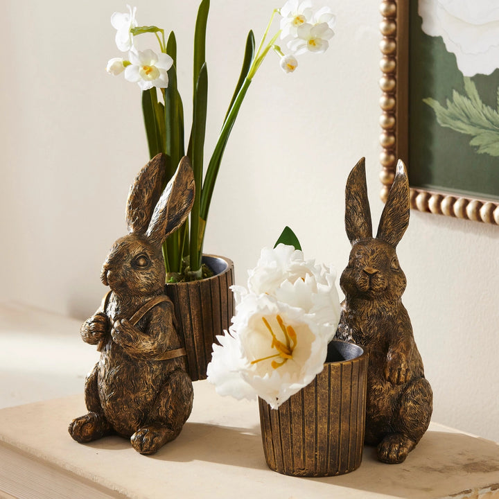 Antique Gold Bunny With Basket