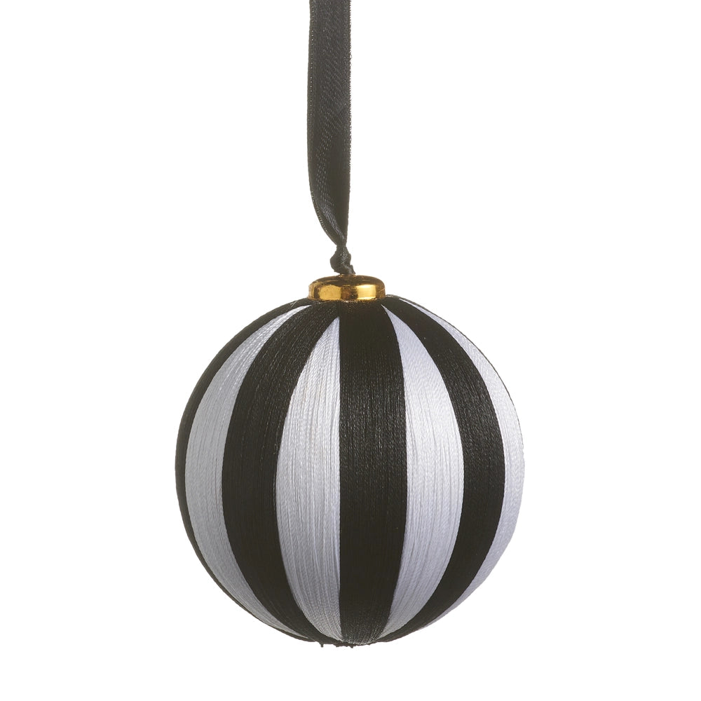Black & White Striped Ball Ornament