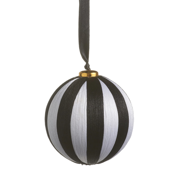 Black & White Striped Ball Ornament