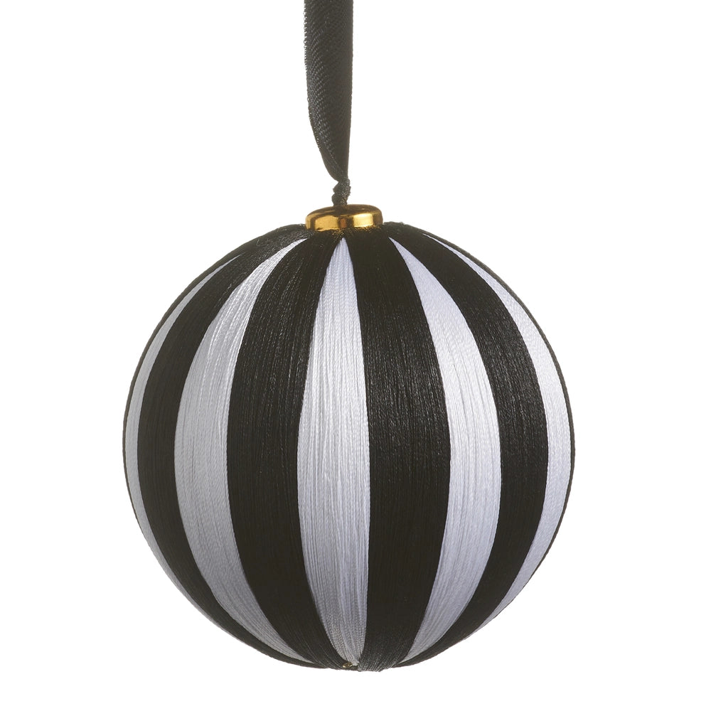 Black & White Striped Ball Ornament