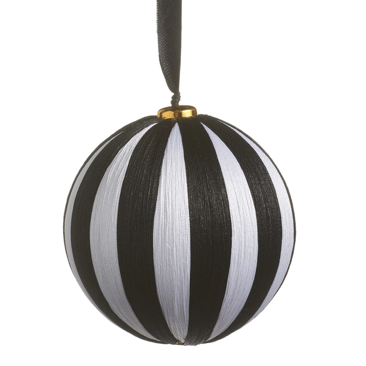 Black & White Striped Ball Ornament