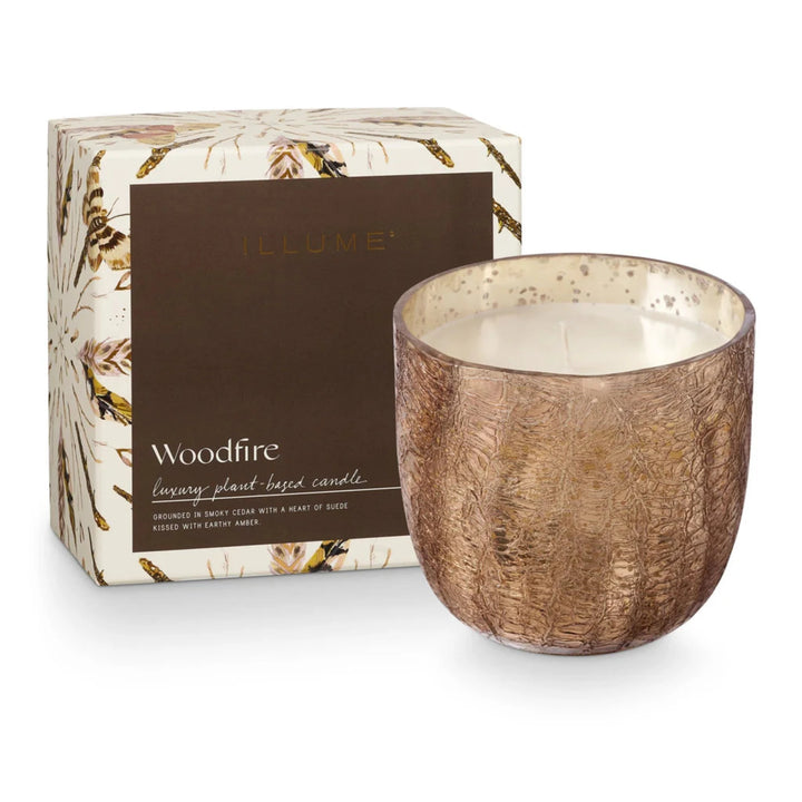 ILLUME Woodfire Large Boxed Crackle Glass Candle