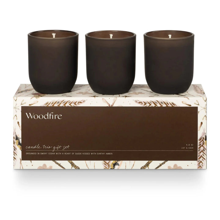 ILLUME Woodfire Candle Trio Gift Set