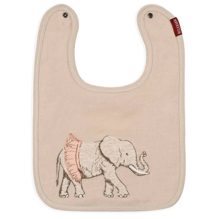 Tutu Elephant Appliqué Linen Bib